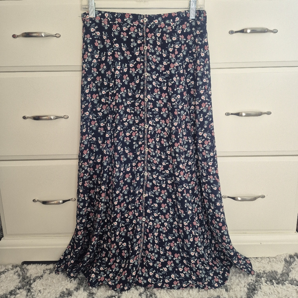 Floral Button-Down Maxi Skirt Max Studio